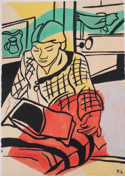 Fernand LÉGER (d’après) - Nadia à la lecture - 1959 - Lithographie signée 2