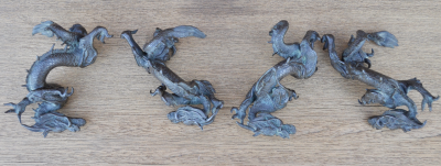 Japon, Ère Meiji, Fin XIXème - Suite de 4 Dragons - Sculptures 2
