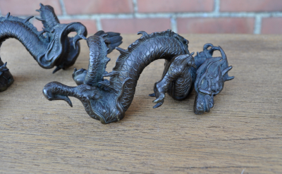 Japon, Ère Meiji, Fin XIXème - Suite de 4 Dragons - Sculptures 2