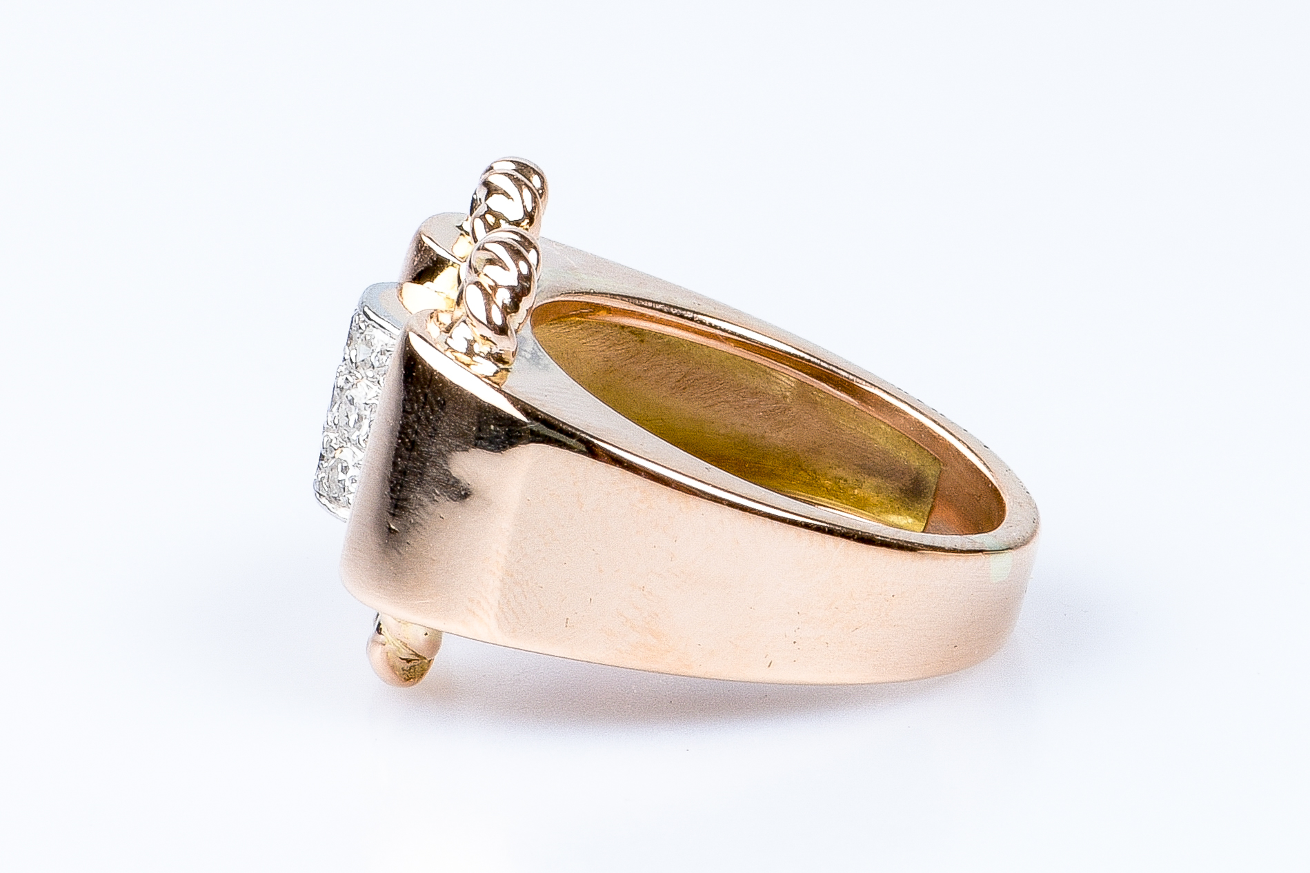 Bague Tank Or Blanc 18 Carats Avec Diamants 1.10 Carats - Taille 59, 9.23 Grammes, Neuve