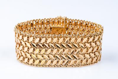 Bracelet manchette rétro en or jaune 18 carats 2
