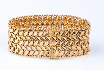 Bracelet manchette rétro en or jaune 18 carats 2