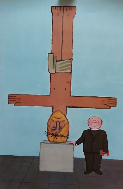 Raymond SAVIGNAC - L’église bouge, 1971 - Estampe signée au crayon 2