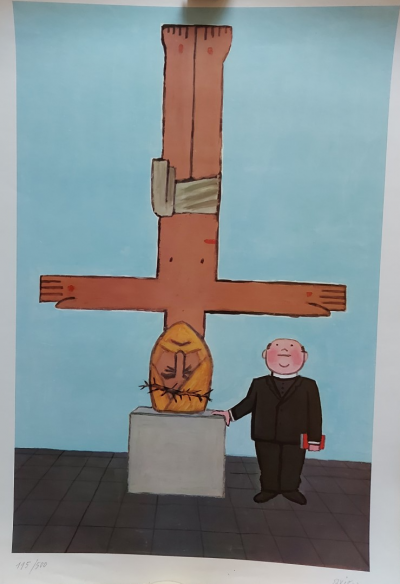 Raymond SAVIGNAC - L’église bouge, 1971 - Estampe signée au crayon 2