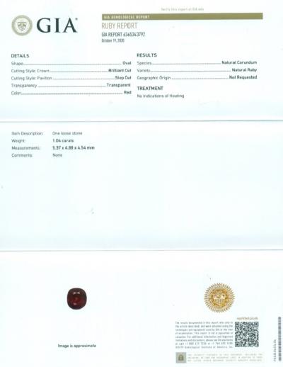 1,04 ct. SANG DE PIGEON Rubis 2