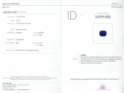 6,12 carats. Saphir bleu non traité 2