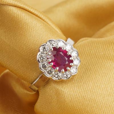 White Gold Vivid Red Ruby & Diamond Ring 2