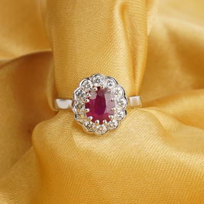 White Gold Vivid Red Ruby & Diamond Ring 2