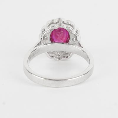 White Gold Vivid Red Ruby & Diamond Ring 2