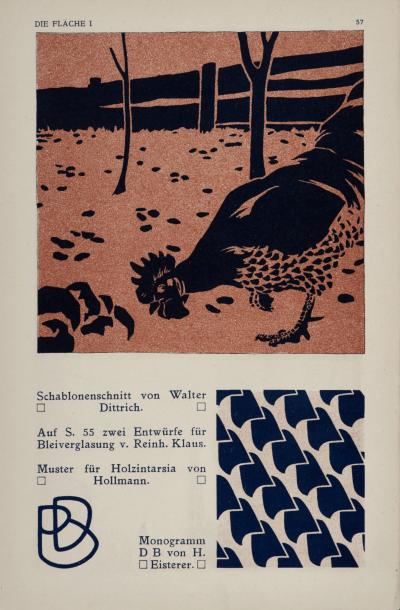 Walter DITTRICH - Die Fläche : Ein Hahn, c. 1910 - Small lithograph 2