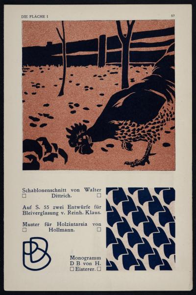 Walter DITTRICH - Die Fläche : Ein Hahn, c. 1910 - Small lithograph 2
