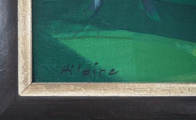 Camille Hilaire - Chevaux et Jockeys, le Pesage - Huile sur toile signée 2