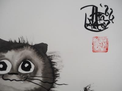 Laszlo Tibay - Deux chatons copains - Dessin original, signé 2