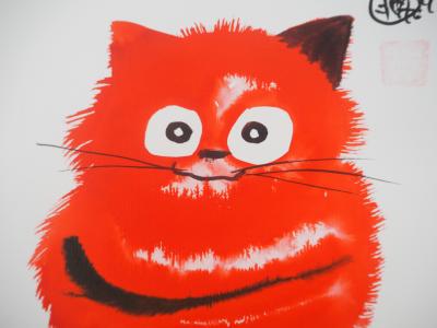 Laszlo TIBAY - Le petit chaton roux dodu - Dessin original, signé 2