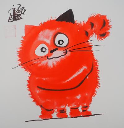 Laszlo Tibay - Un chaton roux trop sympa - Dessin original, signé 2