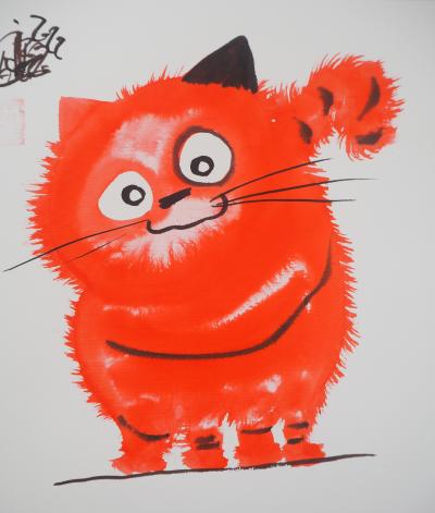Laszlo Tibay - Un chaton roux trop sympa - Dessin original, signé 2
