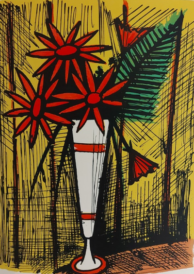 Bernard BUFFET - Marguerites dans un mazagran (1985) - Lithographie originale signée au crayon 2