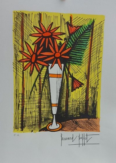 Bernard BUFFET - Marguerites dans un mazagran (1985) - Lithographie originale signée au crayon 2