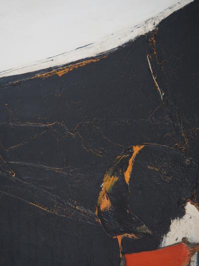 Jan MEYER - Abstraction en noir et rouge, 1970 - Huile sur toile, signée 2