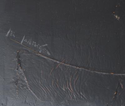 Jan MEYER - Abstraction en noir et rouge, 1970 - Huile sur toile, signée 2