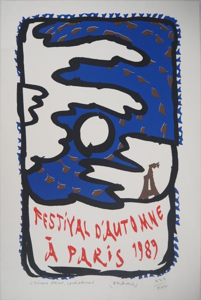 Pierre Alechinsky - Automne à Paris : Tour Eiffel - Lithographie originale, signée 2