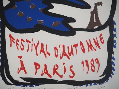 Pierre Alechinsky - Automne à Paris : Tour Eiffel - Lithographie originale, signée 2
