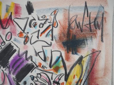 GEN PAUL - Le clown à l’accordéon - Dessin original au pastel, Signé 2