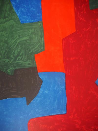 Serge Poliakoff (d’après) : Composition rouge, bleu et vert - Lithographie, Signée 1969 2