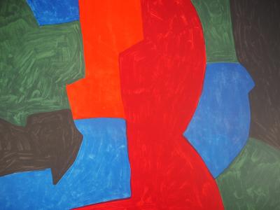 Serge Poliakoff (d’après) : Composition rouge, bleu et vert - Lithographie, Signée 1969 2