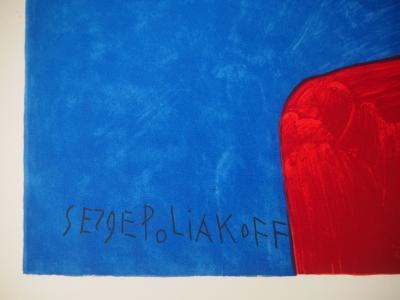 Serge Poliakoff (d’après) : Composition rouge, bleu et vert - Lithographie, Signée 1969 2