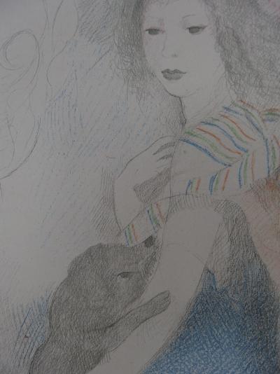 Marie LAURENCIN : Autoportrait au petit chien, Lithographie signée - 1928 2