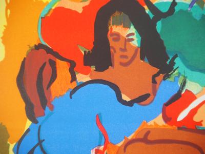 Pierre AMBROGIANI : Autour du feu de camp - Lithographie originale signée 2