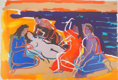 Pierre AMBROGIANI :  Sauvetage sur la plage - Lithographie originale signée 2