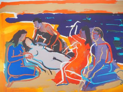 Pierre AMBROGIANI :  Sauvetage sur la plage - Lithographie originale signée 2