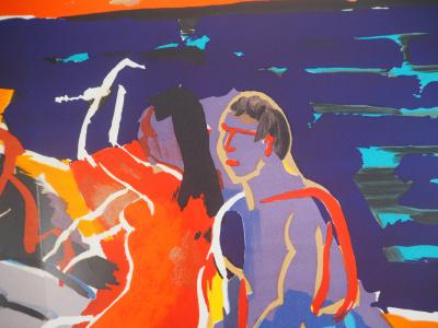 Pierre AMBROGIANI :  Sauvetage sur la plage - Lithographie originale signée 2