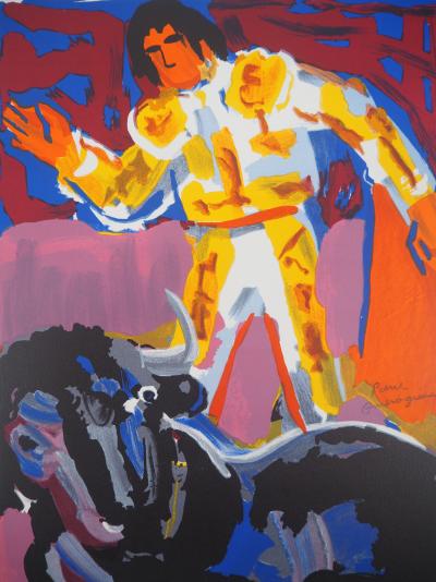 Pierre AMBROGIANI : Le matador et le taureau blessé - Lithographie originale signée 2