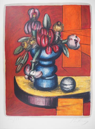 Franz Priking - Bouquet exotique et sphère - Lithographie originale Signée 2