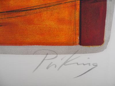 Franz Priking - Bouquet exotique et sphère - Lithographie originale Signée 2