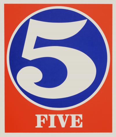 Robert INDIANA - Number 5, 1968 - Original color screen print on paper - Medium size edition 2