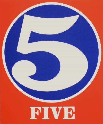 Robert INDIANA - Number 5, 1968 - Original color screen print on paper - Medium size edition 2