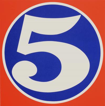 Robert INDIANA - Number 5, 1968 - Original color screen print on paper - Medium size edition 2