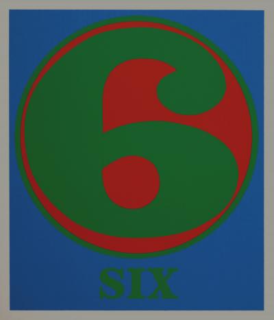 Robert INDIANA - Number 6, 1968 -  Original color screen print on paper - Medium size edition 2