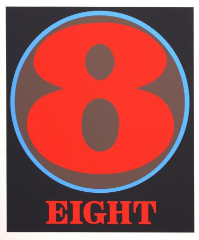 Robert INDIANA - Number 8, 1968 - Original color screen print on paper - Medium size edition 2