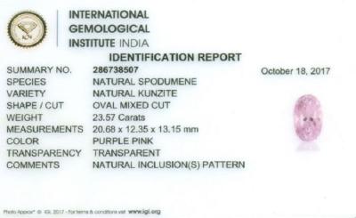 23,57 carats. Kunzite rose pourpre 2
