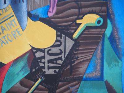 Juan GRIS - Composition cubiste à la pipe et au journal - Lithographie (Mourlot) 2