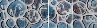 Jean-Antoine HIERRO - Hidden Words : Wait for me - Ensemble de 4 Huiles sur toile, Signées 2