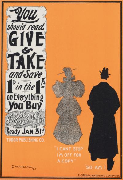 D. WHITELAW - Tu devrais lire Give & Take, 1897 - Petite affiche lithographique 2