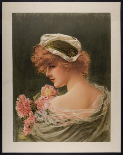 Edouard BISSON - Portrait d’élégante, c. 1900 - Decorative lithograph panel 2