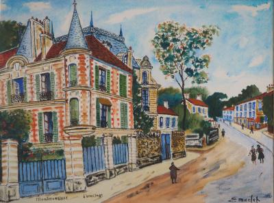 Elisée MACLET - Chateau à Montmorency - Aquarelle originale, Signée 2