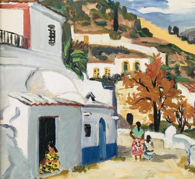 Yves BRAYER - Quartier de l’Albacin, Grenade, 1980 - Huile sur toile signée 2